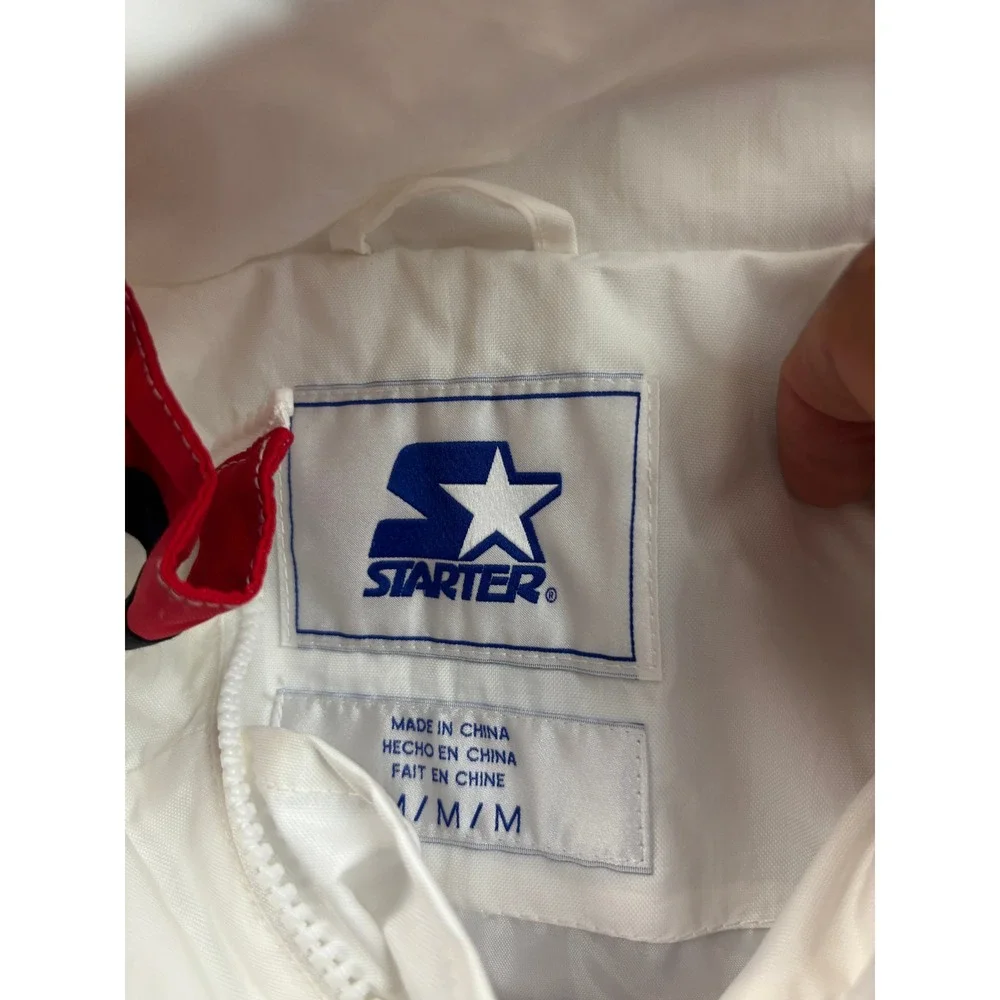 Starter NASCAR Windbreaker The Breakaway  Jacket Men M White 1/4 Hooded Pullover